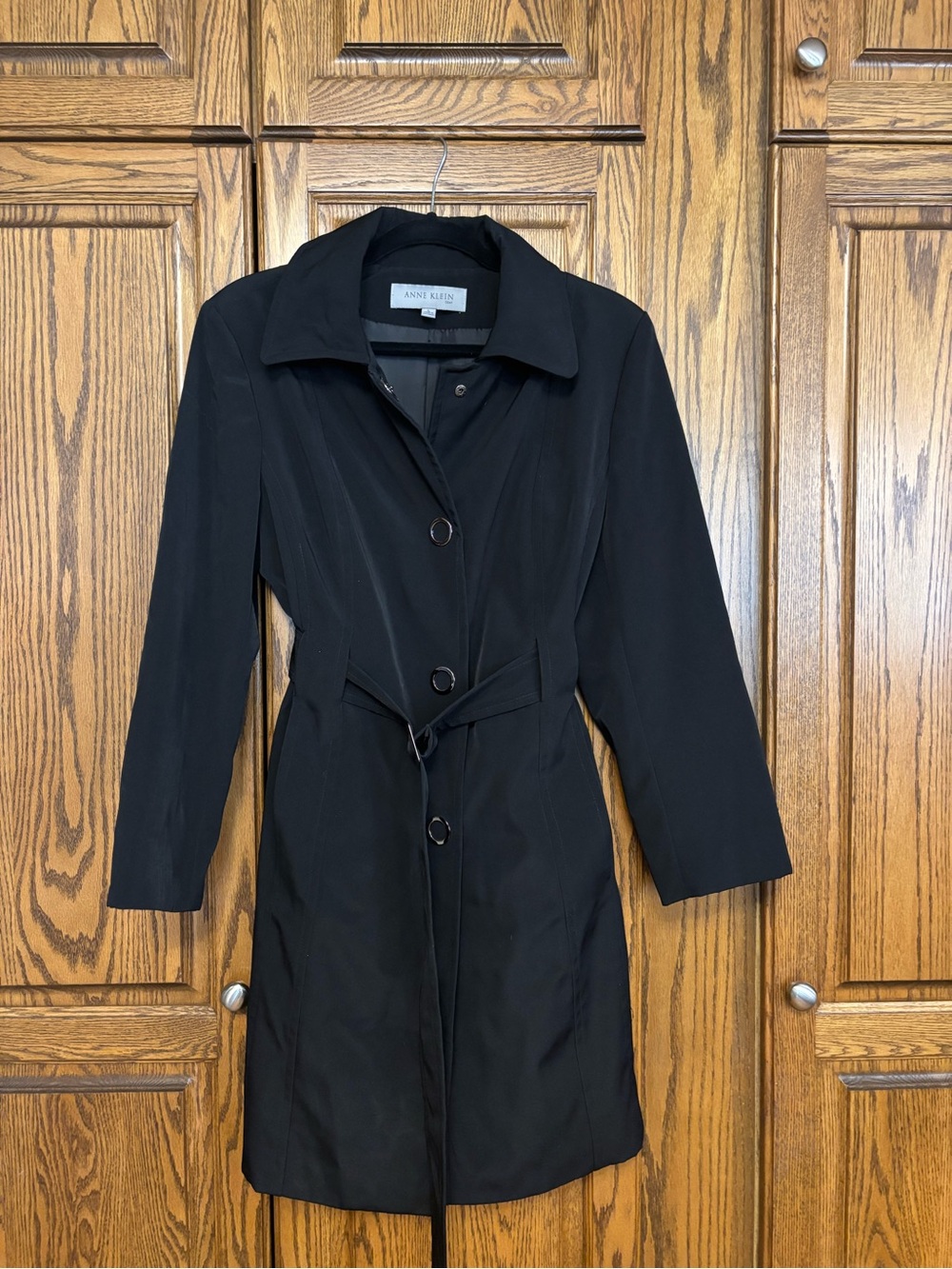 Like new Anne Klein Black Belted Trench Coat size large